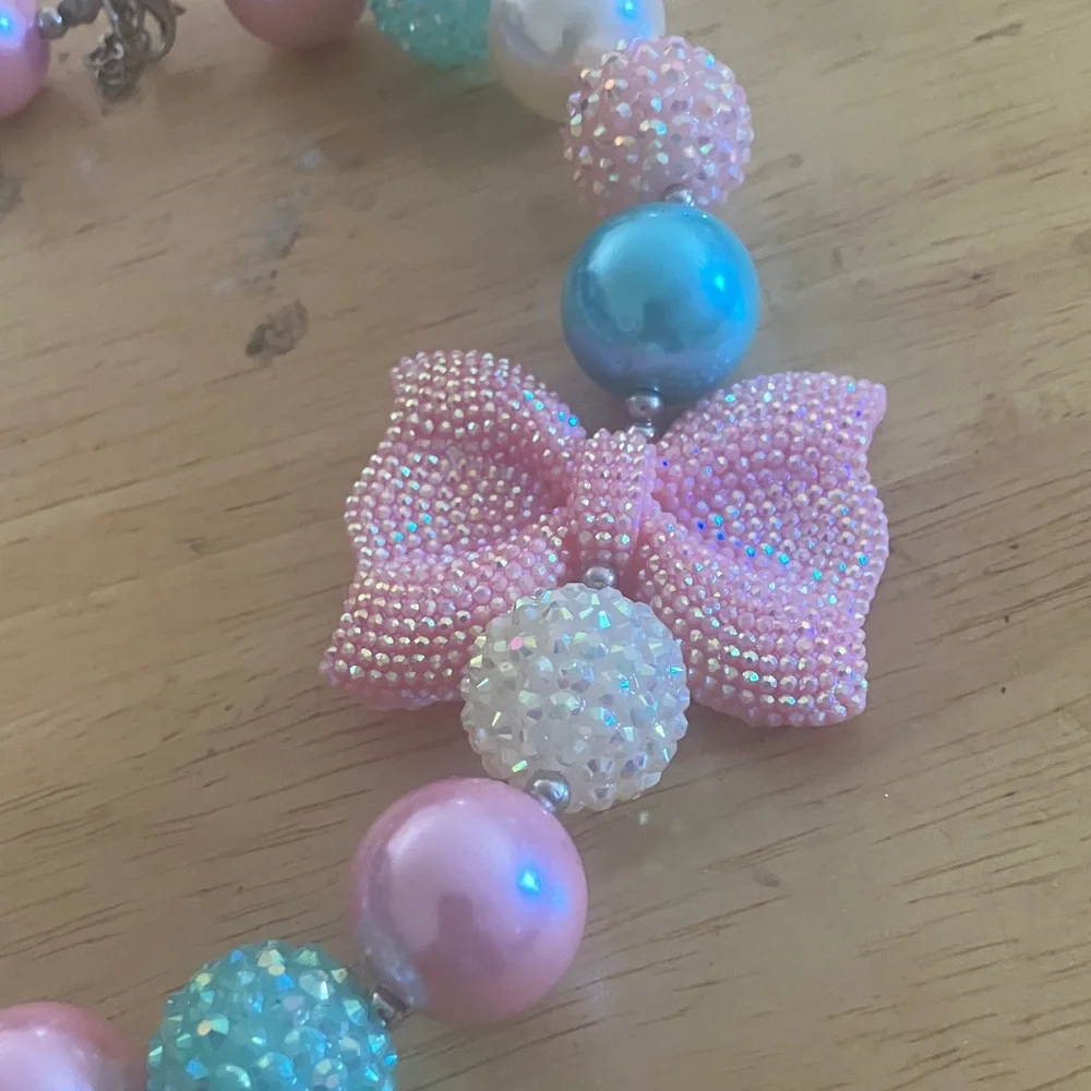 Pink and Blue Beaded Necklace